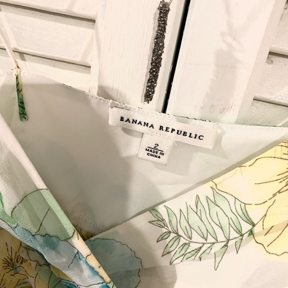 Banana Republic Vintage Floral Silk Cami Yellow and Green Size 2 - Picture 3 of 8